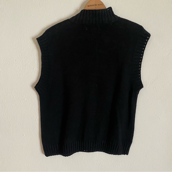 Vintage 90s Fashion Workshop Black Knit Button Up Vest - Picture 4 of 4